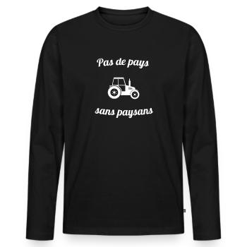 Pas de pays sans paysans - T-shirt manches longues Premium bio Homme - noir - Devant - Nico (187cm)