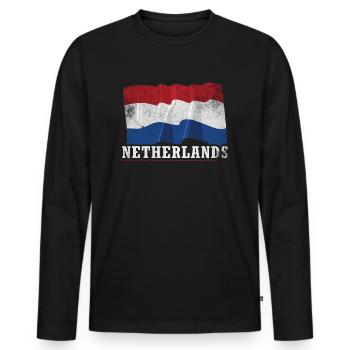 Pays-Bas Pavillon - T-shirt manches longues Premium bio Homme - noir - Devant - Nico (187cm)