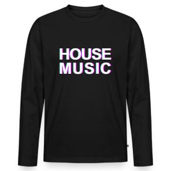 House Music Vaporwave EDM Lover DJ House Music - Men's Premium Organic Long Sleeve Shirt - black - Front - Nico (187cm)