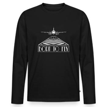 Né pour voler pilote commercial vol volant - T-shirt manches longues Premium bio Homme - noir - Devant - Nico (187cm)