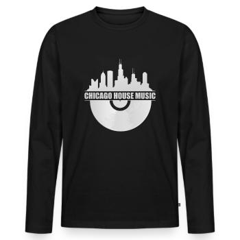 Chicago House Music Chicago Skyline EDM DJ House - Männer Premium Bio Langarmshirt - Schwarz - Vorne - Nico (187cm)