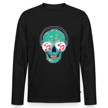 Love Music �del DJ Vaporwave Techno House Music - Männer Premium Bio Langarmshirt - Schwarz - Vorne - Nico (187cm)