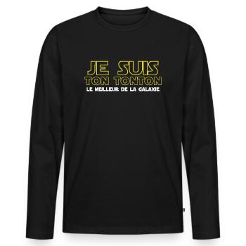 Super tonton humour parodie film - T-shirt manches longues Premium bio Homme - noir - Devant - Nico (187cm)