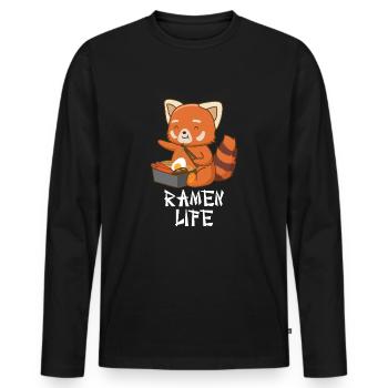 Ramen Life Red Panda Japanese Food Anime Noodles - Men's Premium Organic Long Sleeve Shirt - black - Front - Nico (187cm)