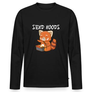 Send noods Red Panda Funny Japanese Ramen So - Men's Premium Organic Long Sleeve Shirt - black - Front - Nico (187cm)