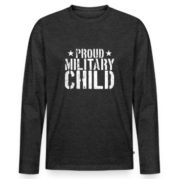 Proud Military Child Military Kids Military Child - T-shirt manches longues Premium bio Homme - anthracite chiné - Devant - Nico (187cm)