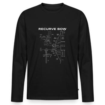 Recurve Arc Schematic Archery Bow Blueprint - T-shirt manches longues Premium bio Homme - noir - Devant - Nico (187cm)