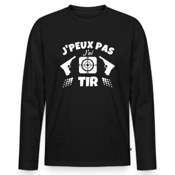 Je peux pas j´ai Tir au pistolet Cadeau - T-shirt manches longues Premium bio Homme - noir - Devant - Nico (187cm)