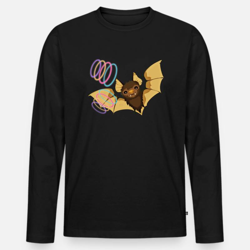 Fledermaus - Männer Premium Bio Langarmshirt - Schwarz