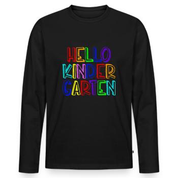 Hallo Kindergarten Doodle Art Neuer Vorkindergarte - Männer Premium Bio Langarmshirt - Schwarz - Vorne - Nico (187cm)