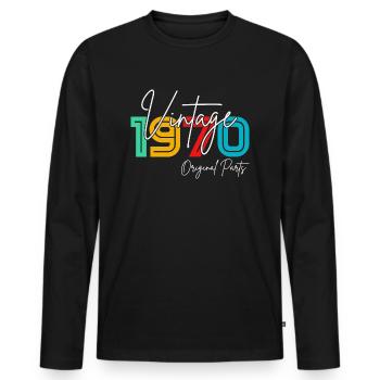 Vintage vintage 1970 födelsedagspresent - Ekologisk långärmad premium-T-shirt herr - svart - Fram - Nico (187cm)