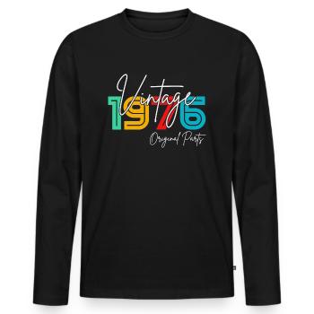 Vintage vintage 1976 födelsedagspresent - Ekologisk långärmad premium-T-shirt herr - svart - Fram - Nico (187cm)