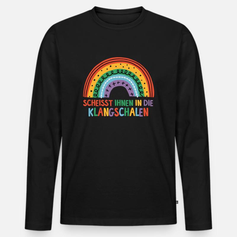 Scheißt ihnen in die Klangschalen - Männer Premium Bio Langarmshirt - Schwarz