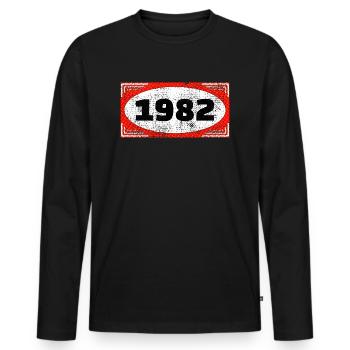 Année de naissance sur l’étiquette 1982 - T-shirt manches longues Premium bio Homme - noir - Devant - Nico (187cm)