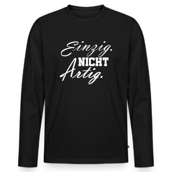 einzig nicht artig - Männer Premium Bio Langarmshirt - Schwarz - Vorne - Nico (187cm)