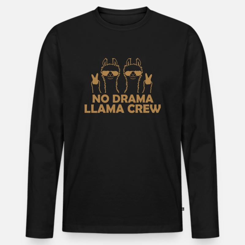No Drama Llama Crew - Männer Premium Bio Langarmshirt - Schwarz