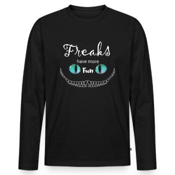 white Freaks have more Fun Cheshire Cat - Men's Premium Organic Long Sleeve Shirt - black - Front - Nico (187cm)