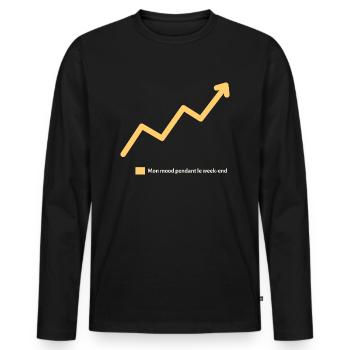 Mood Weekend - Cadeau Courbe Augmentée - T-shirt manches longues Premium bio Homme - noir - Devant - Nico (187cm)