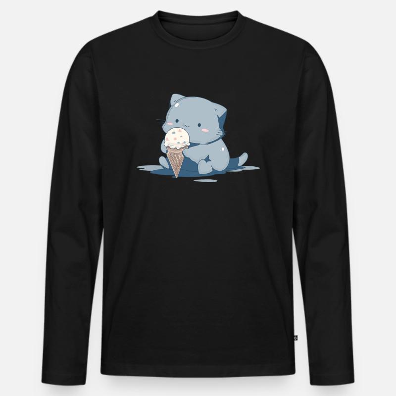 Ice cream kitty - Männer Premium Bio Langarmshirt - Schwarz