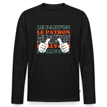 patron ,c'est moi le patron ,design patron - T-shirt manches longues Premium bio Homme - noir - Devant - Nico (187cm)