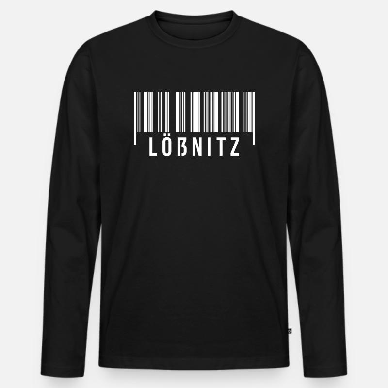 Erzgebirge Strichcode Lößnitz - Männer Premium Bio Langarmshirt - Schwarz