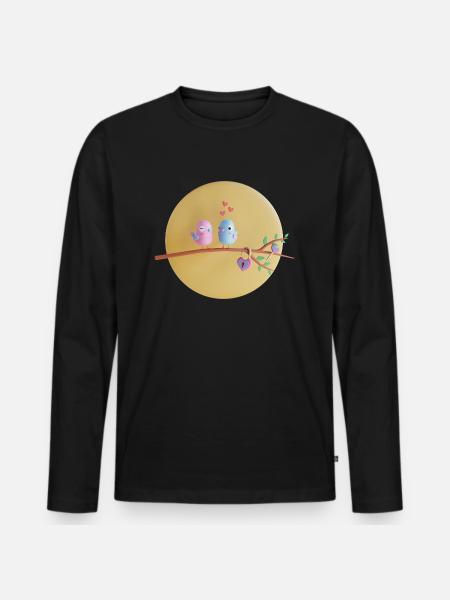 Love Birds - Men's Premium Organic Long Sleeve Shirt - black