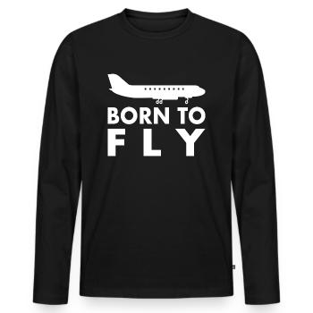Avion Volant Né pour voler Dicton - T-shirt manches longues Premium bio Homme - noir - Devant - Nico (187cm)