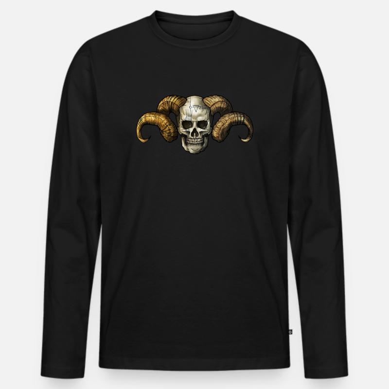 Teufel Schädel - Männer Premium Bio Langarmshirt - Schwarz