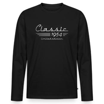 Stylish 70th Birthday Auto Owner, Classic 1954 - Men's Premium Organic Long Sleeve Shirt - black - Front - Nico (187cm)