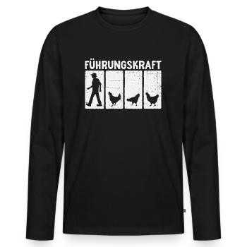 Hühner Landwirt Führungskraft Huhn - Männer Premium Bio Langarmshirt - Schwarz - Vorne - Nico (187cm)