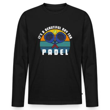 Es ist ein schöner Tag für Padel. Ich liebe Padel - Männer Premium Bio Langarmshirt - Schwarz - Vorne - Nico (187cm)