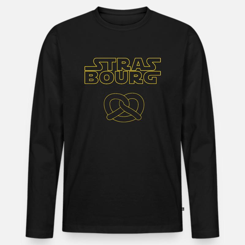 Straßburg - Männer Premium Bio Langarmshirt - Schwarz