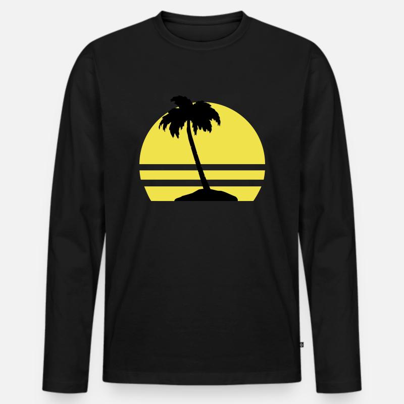 palmen insel - Männer Premium Bio Langarmshirt - Schwarz