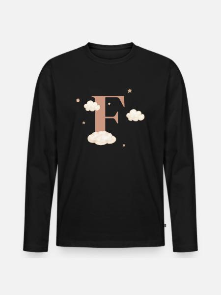 Letter f clouds stars - Men's Premium Organic Long Sleeve Shirt - black