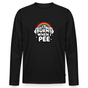 Es brennt, wenn ich pinkle. Lustig, sarkastisch, p - Männer Premium Bio Langarmshirt - Schwarz - Vorne - Nico (187cm)