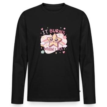 Es brennt, wenn ich pinkle. Lustig, sarkastisch, p - Männer Premium Bio Langarmshirt - Schwarz - Vorne - Nico (187cm)