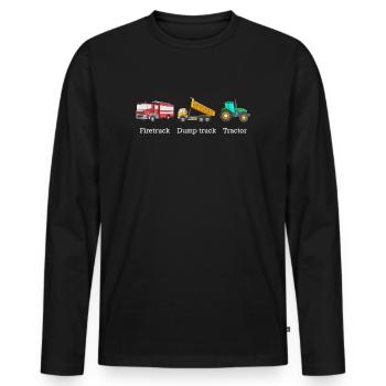 Feuerwehrauto, Muldenkipper, Traktor, dezenter Ant - Männer Premium Bio Langarmshirt - Schwarz - Vorne - Nico (187cm)