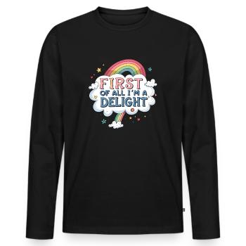 Tout d’abord, je suis un délice - T-shirt manches longues Premium bio Homme - noir - Devant - Nico (187cm)