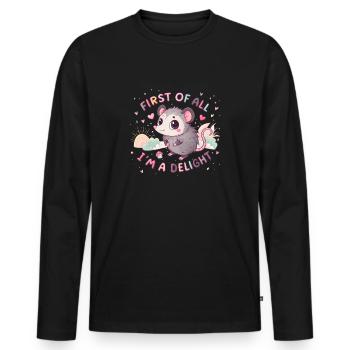Tout d’abord, je suis un opossum de délice, je suis un - T-shirt manches longues Premium bio Homme - noir - Devant - Nico (187cm)