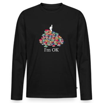 Mir geht es gut, Stapel Bücher lesen, Bibliothekar - Männer Premium Bio Langarmshirt - Schwarz - Vorne - Nico (187cm)