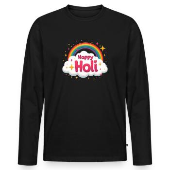 Festival der Farben Indien Hindu Happy Holi - Männer Premium Bio Langarmshirt - Schwarz - Vorne - Nico (187cm)