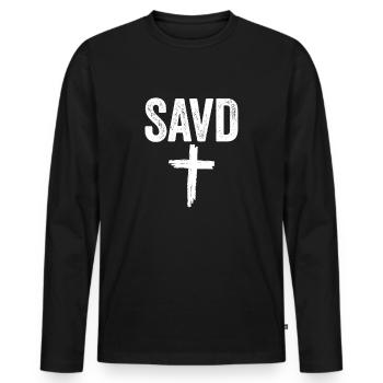 Gerettetes Kreuz, Bibel, christlicher Glaube, Jesu - Männer Premium Bio Langarmshirt - Schwarz - Vorne - Nico (187cm)