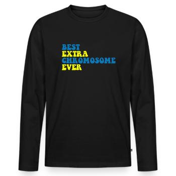 Best Extra Chromosome Down Syndrome Awareness al - Men's Premium Organic Long Sleeve Shirt - black - Front - Nico (187cm)