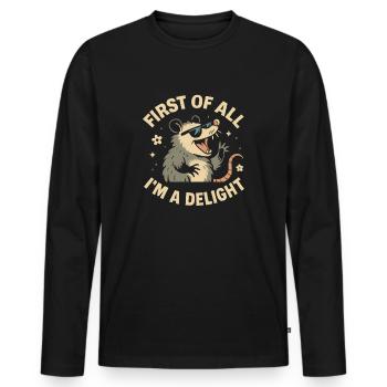 Tout d’abord, je suis un opossum de délice, je suis un - T-shirt manches longues Premium bio Homme - noir - Devant - Nico (187cm)