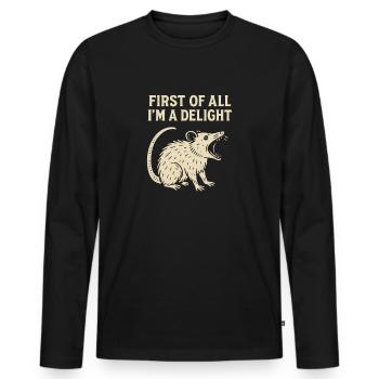 Tout d’abord, je suis un opossum de délice, je suis un - T-shirt manches longues Premium bio Homme - noir - Devant - Nico (187cm)
