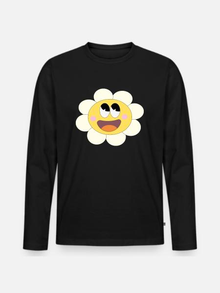 Hübsches Blümchen! - Männer Premium Bio Langarmshirt - Schwarz