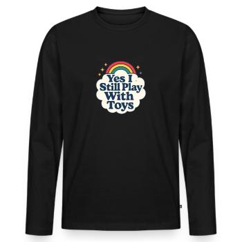 , je joue avec des jouets. Pénis Femme Torride - T-shirt manches longues Premium bio Homme - noir - Devant - Nico (187cm)