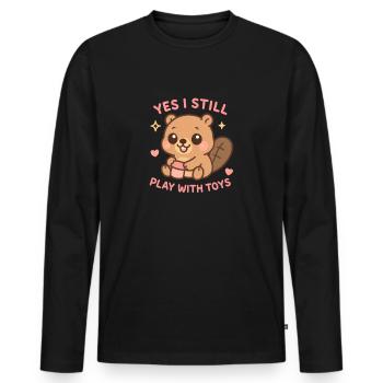 , je joue avec des jouets. Pénis Femme Torride - T-shirt manches longues Premium bio Homme - noir - Devant - Nico (187cm)