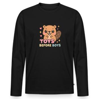 Jouets avant les garçons Des femmes torrides embarrassantes - T-shirt manches longues Premium bio Homme - noir - Devant - Nico (187cm)