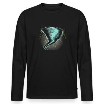 Tornade Chasseur de tempête Météo Météorologue Tornade - T-shirt manches longues Premium bio Homme - noir - Devant - Nico (187cm)